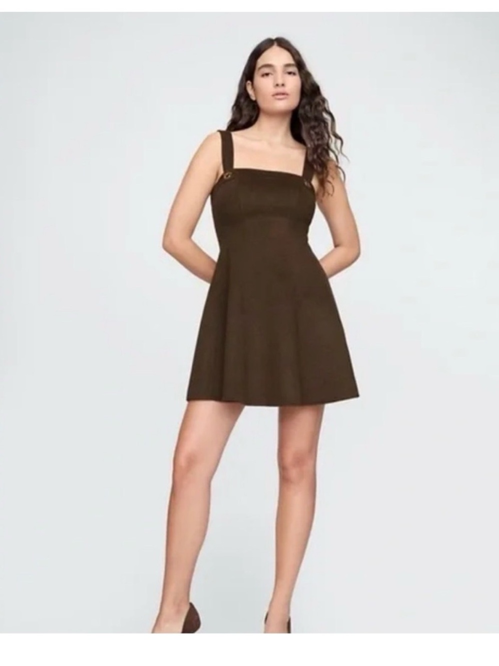 NWT Gap x Cult Gaia Wool Blend Brown Pinafore Mini Dress Size 10